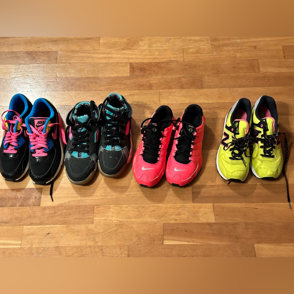 Women’s 7.5 -8, kids size 6.5. All for $100 or $25 a piece